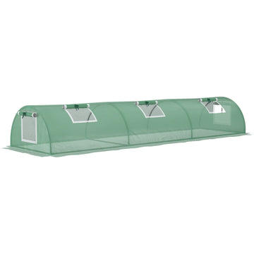 Mini Greenhouse, Portable Tunnel Green House, Green Grow House Steel Frame with 5 Mesh Windows, 3 M, Green