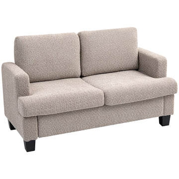 2 Seater Sofa, Loveseat Sofa with Removable Back Cushions, Chenille Fabric Small Couch Settee with S-springs for Living Room, Bedroom, Home Office, Light Brown