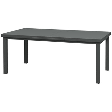 Aluminium Garden Table for 6-8, 246 cm Extending Outdoor Dining Table Rectangle for Patio, Balcony - Charcoal Grey
