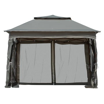 3 x 3(m) Pop Up Gazebo, Double-roof Garden Tent with Netting and Carry Bag, Party Event Shelter for Outdoor Patio, Dark Grey