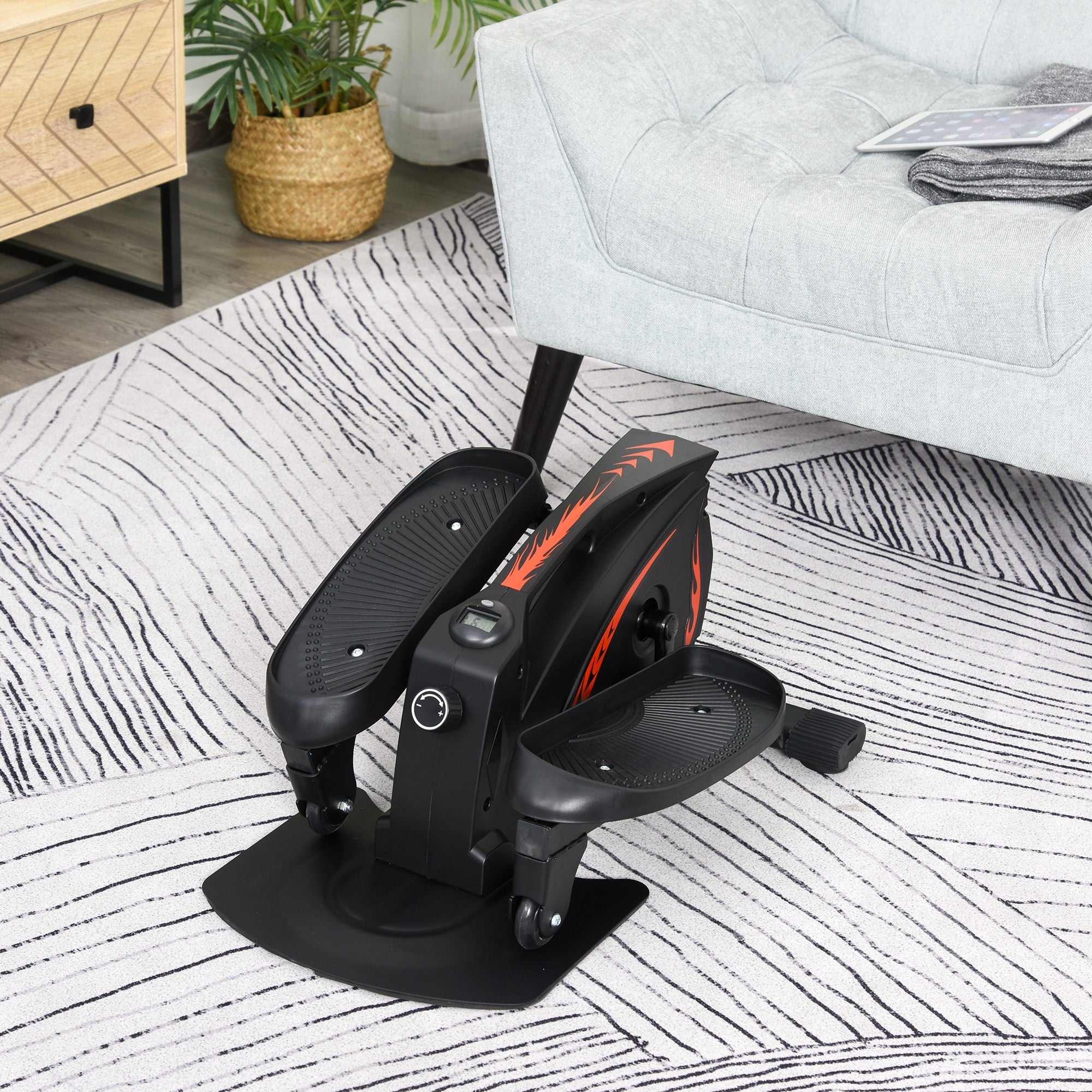 Mini Manual Elliptical Bike, Compact Elliptical Cross Trainer Fitness Workout w/ LCD Monitor, Anti-Slip Pedals, Adjustable Resistance for Home Office