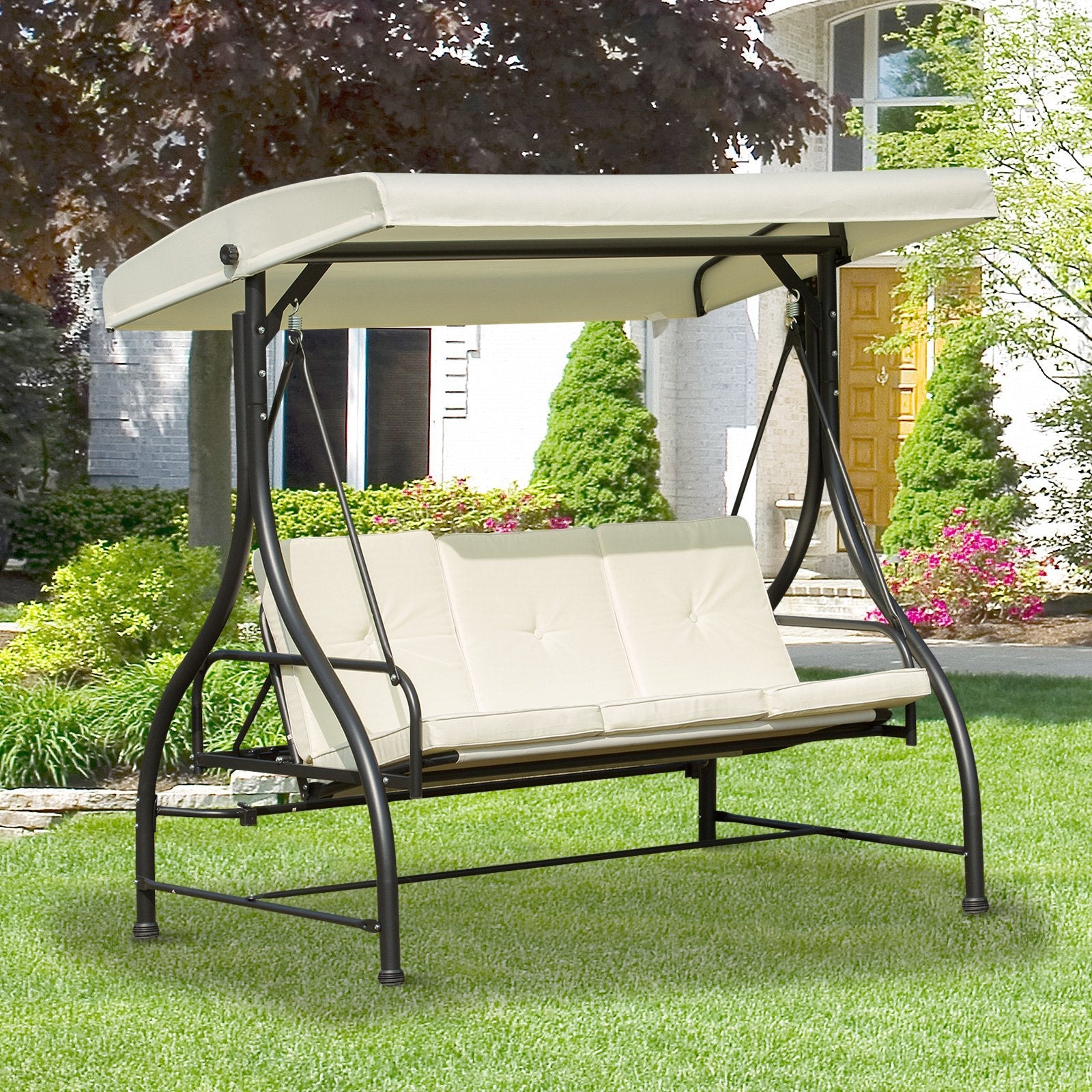 196L x 117D x 178H cm Swing Chair-Beige/Black
