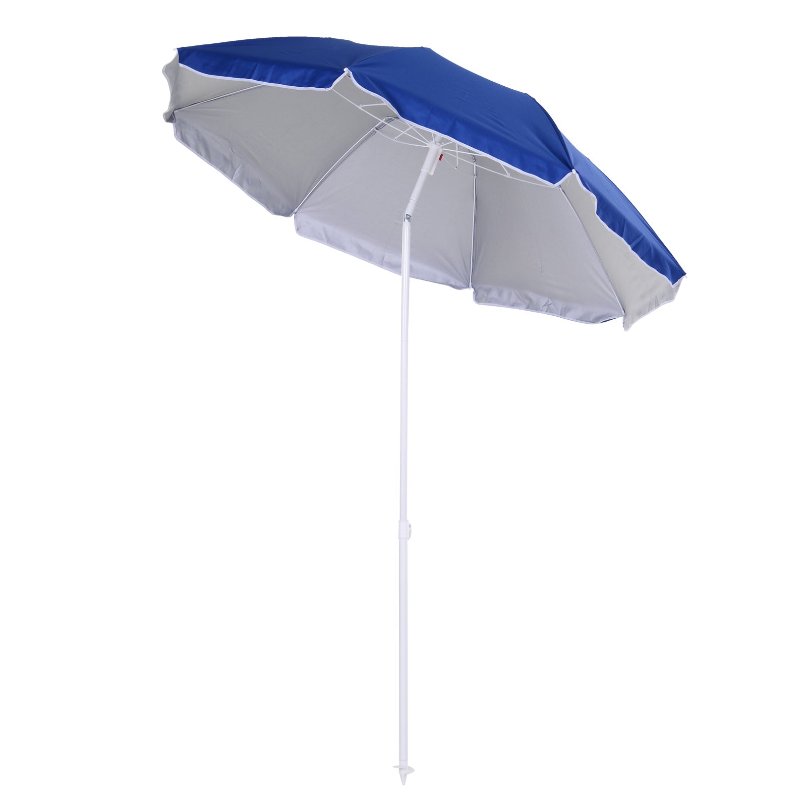 1.7m Beach Umbrella, Portable Parasol with Tilting Function, Carry Bag, Outdoor Sunshade Shelter with 8 Ribs, Blue