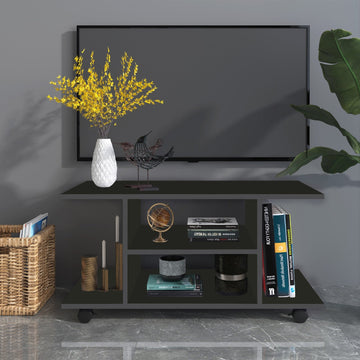 Modern TV Cabinet Stand Storage Shelves Table Mobile Bedroom Furniture Bookshelf Bookcase Black