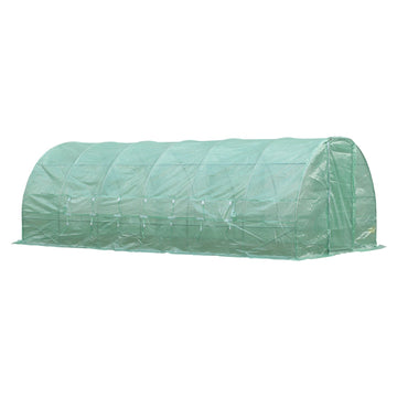 Large Polytunnel Walk In Greenhouse, Plant Gardening Tunnel Green House with Metal Hinged Door, Galvanised Steel Frame & Mesh Windows, Green (3 x 6 m)