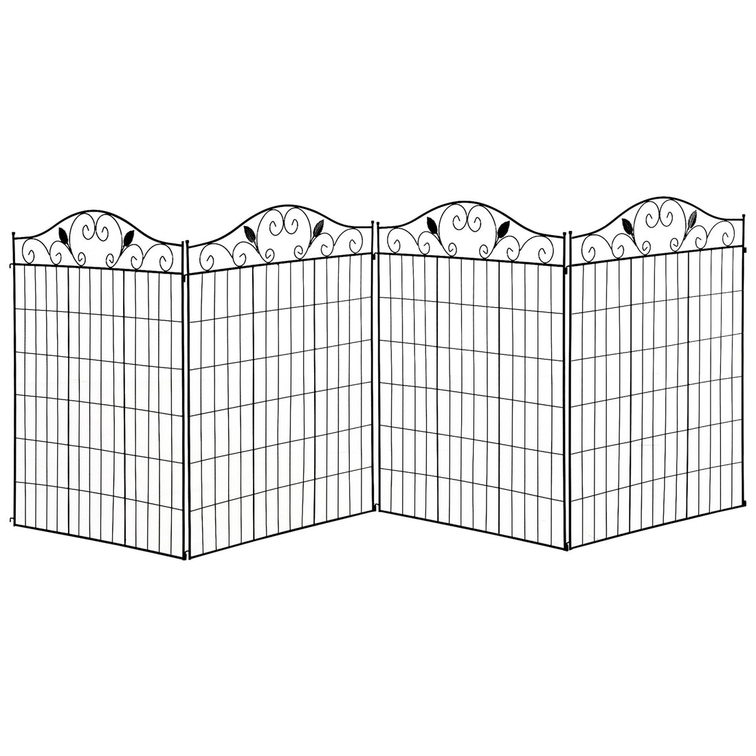 Garden Decorative Fence 4 Panels 44in x 12ft Metal Wire Landscape Border Edging
