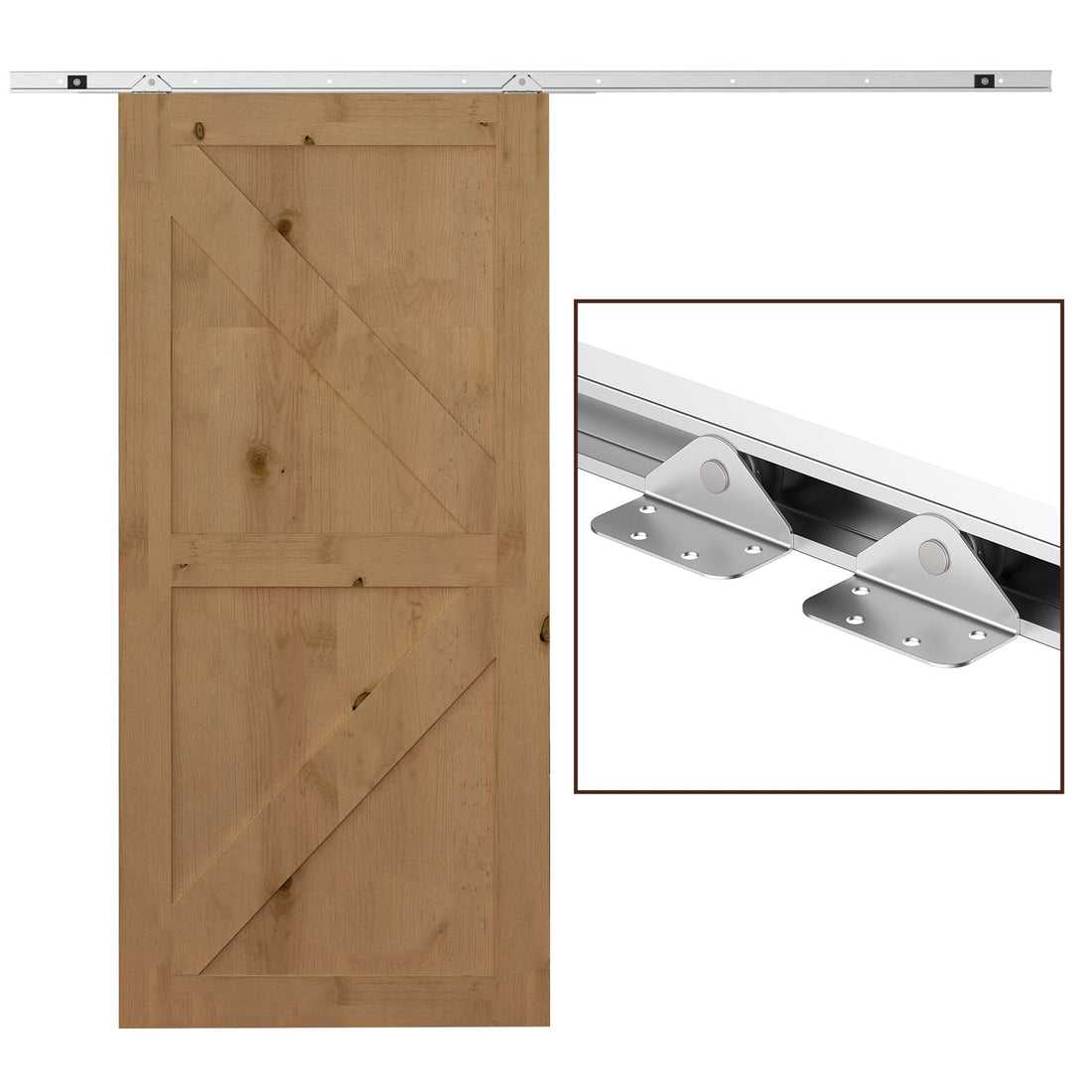6FT Modern Sliding Barn Door Closet Hardware Track Kit Track System Unit for Single Wooden Door