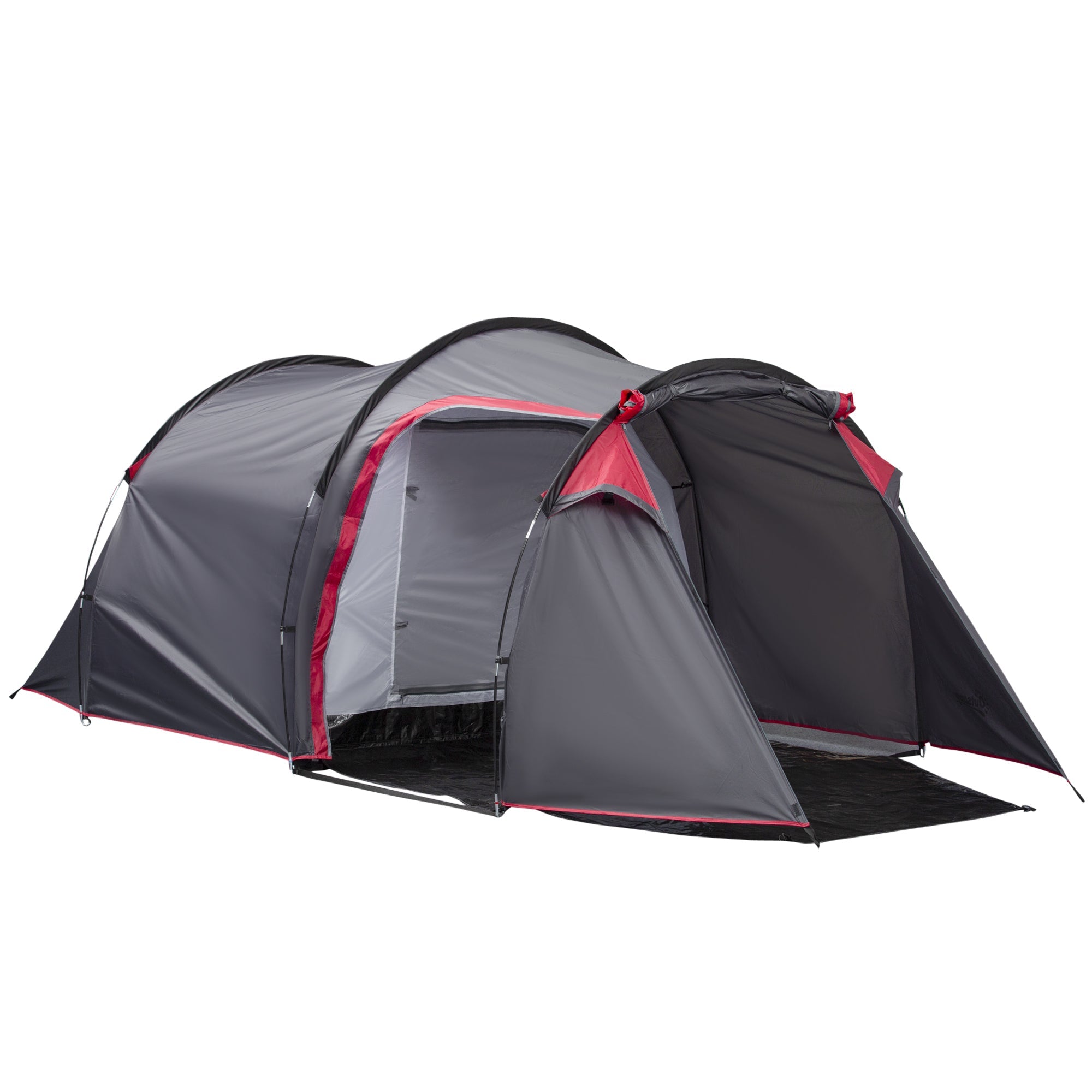 2-3 Person Tunnel Tent with Sewn-in Groundsheet, Air Vents, Rainfly, 2000mm Water Column, Camping Tent with 1 Bedroom, Inbuilt Porch, Living Area for Camping, Hiking, Grey