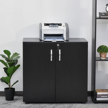 Two-Tier Locking Office Storage Cabinet - Black