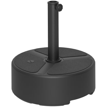 Round Garden Parasol Base, Garden Umbrella Stand Heavy Duty Parasol Base, Filled Up to 20kg with Stand or 18kg with Water for 38, 48 mm Poles, Black