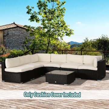 Replacement Cushion Covers for Garden Sofa Set, Garden Rattan Sofa Cushion Polyester Cover Replacement Outdoor - No Cushion Included, Cream