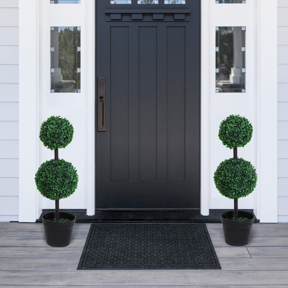 Set of 2 Artificial Boxwood Ball Topiary Trees Potted Decorative Plant Outdoor and Indoor Décor (67cm)