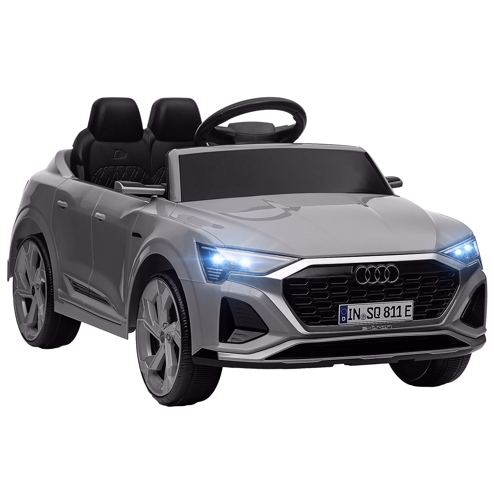 Audi Q8 e-tron Sportback Licensed 12V Ride on Car w/ Remote, 4 Spring Suspension Wheels, Headlights, Music, Horn - Grey