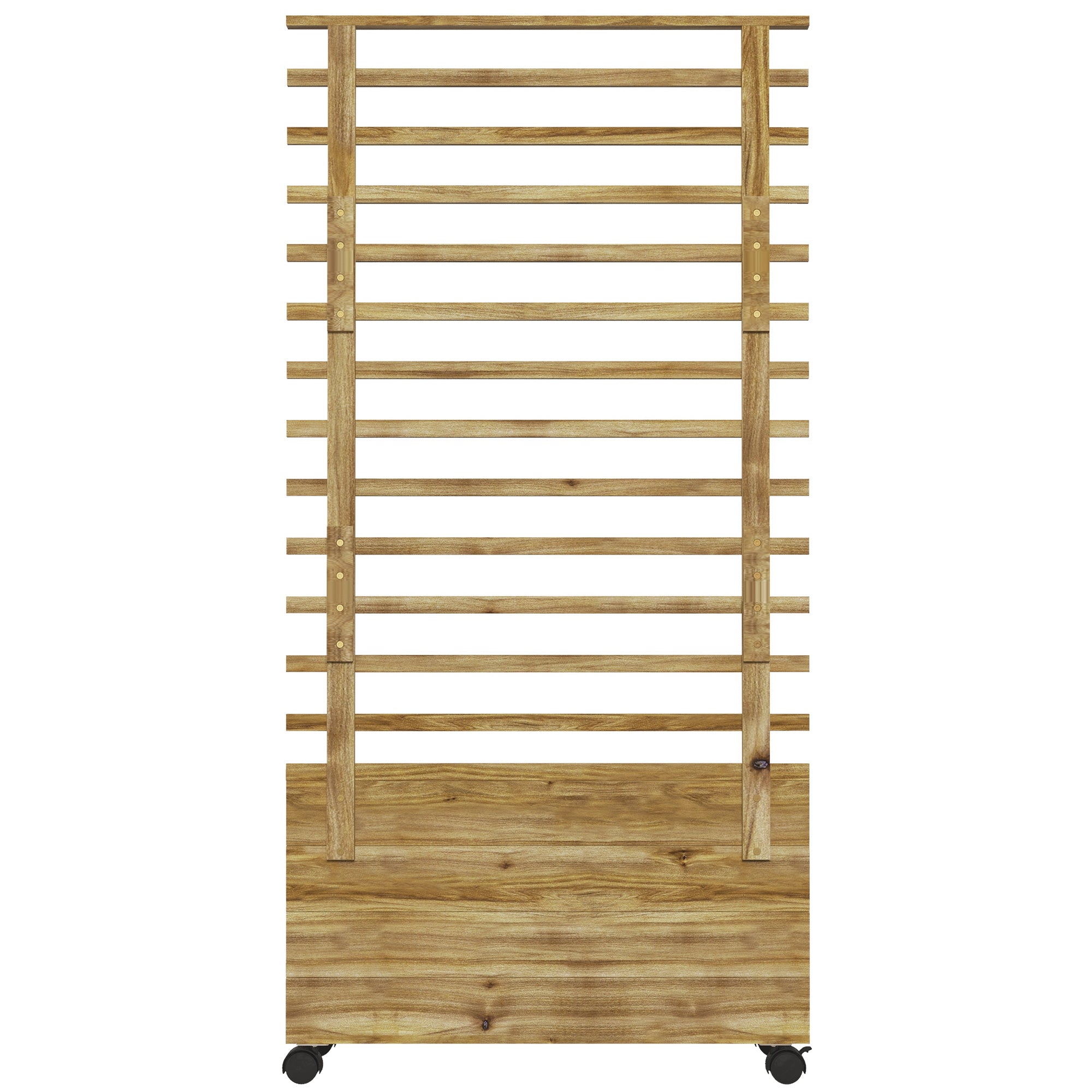 Wooden Raised Planter, with Back Trellis - Natural Finish