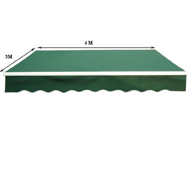 Manual Retractable Awning, size (4m x3m)-Green