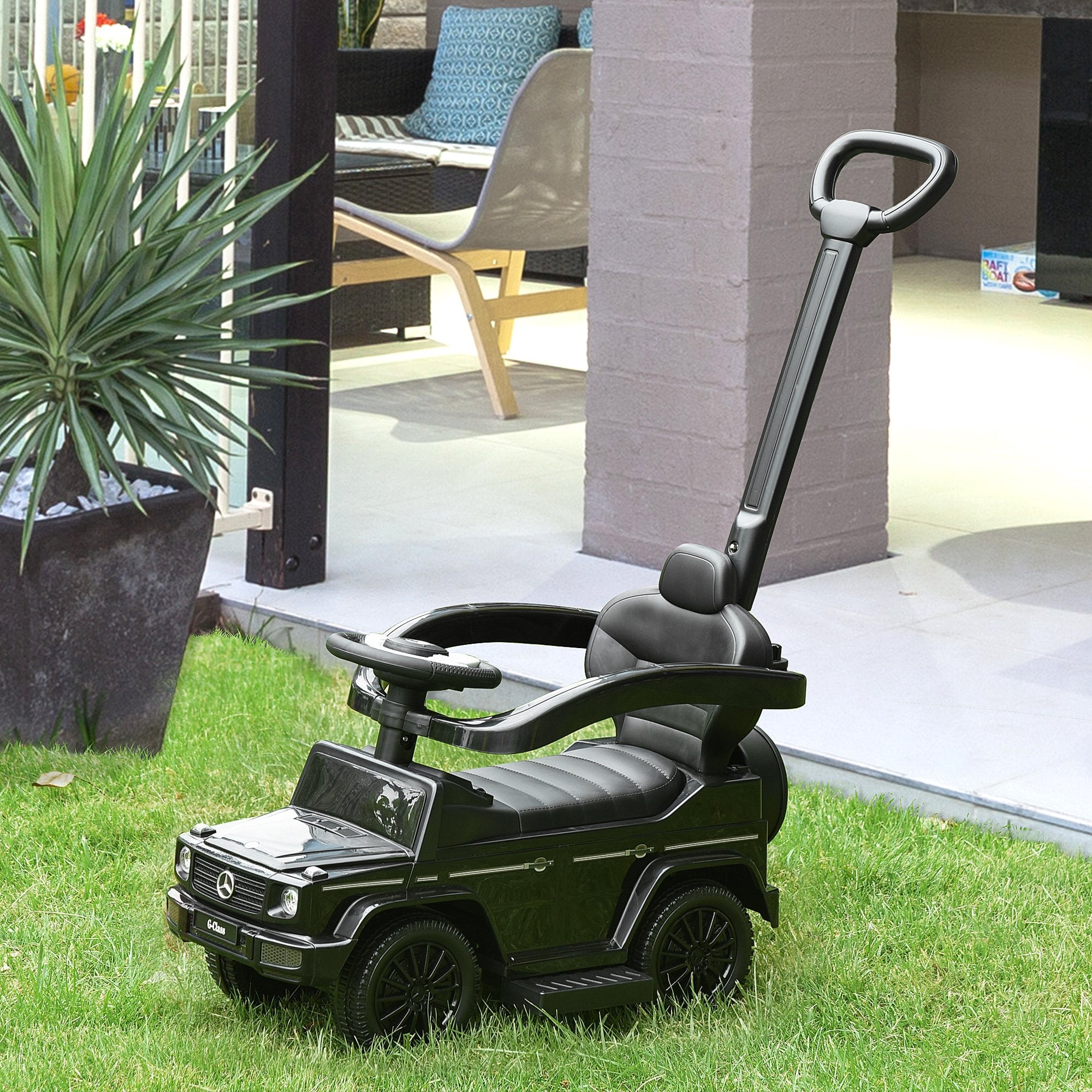 3 in 1 Kids Children Ride on Push Car Toddler Sliding Car G350 Licensed Walker Foot to Floor Slider Push-Along with Horn Steering Wheel NO POWER Manual, Black