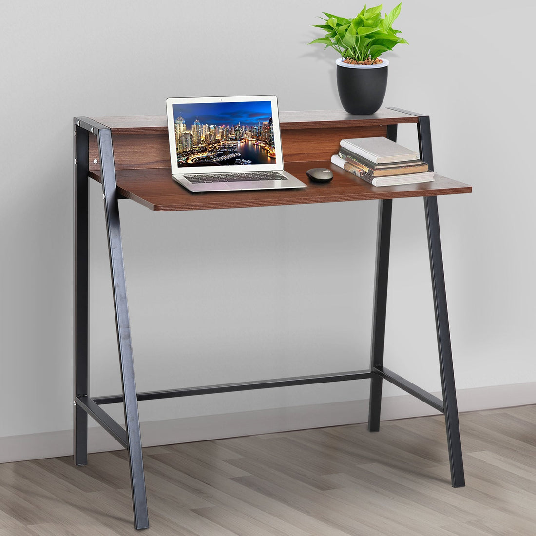 Writing Desk Computer Table Home Office PC Laptop Workstation Storage Shelf 84L x 45W cm Walnut