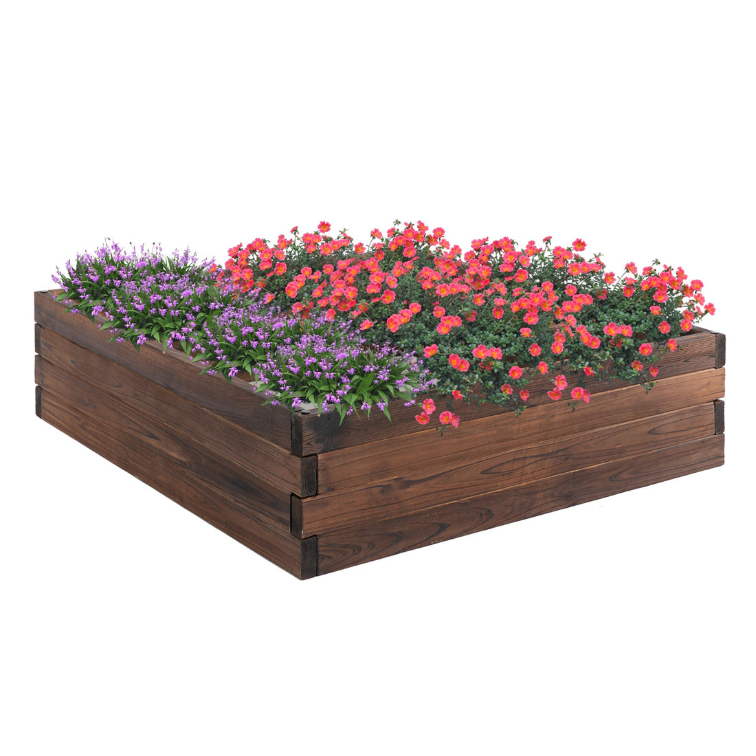 128L Wooden Raised Beds for Garden Planter Grow Containers For Outdoor Patio Plant Flower Vegetable 80L x 80W x 22.5H cm