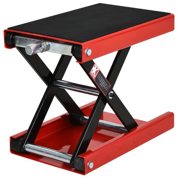 500KG Motorcycle Lift Scissor Jack, Height Adjustable Motorbike Stand with Anti-Slip Wide Deck, Heavy Duty Steel Motorbike Repair Lift Hoist Stand for Home Garage, Red