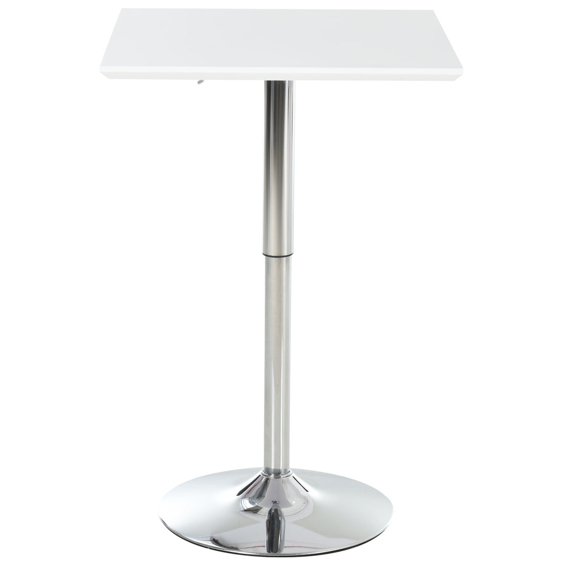 Square Height Adjustable Bar Table Counter Pub Desk with Metal Base for Home Bar, Dining Room, Kitchen, White
