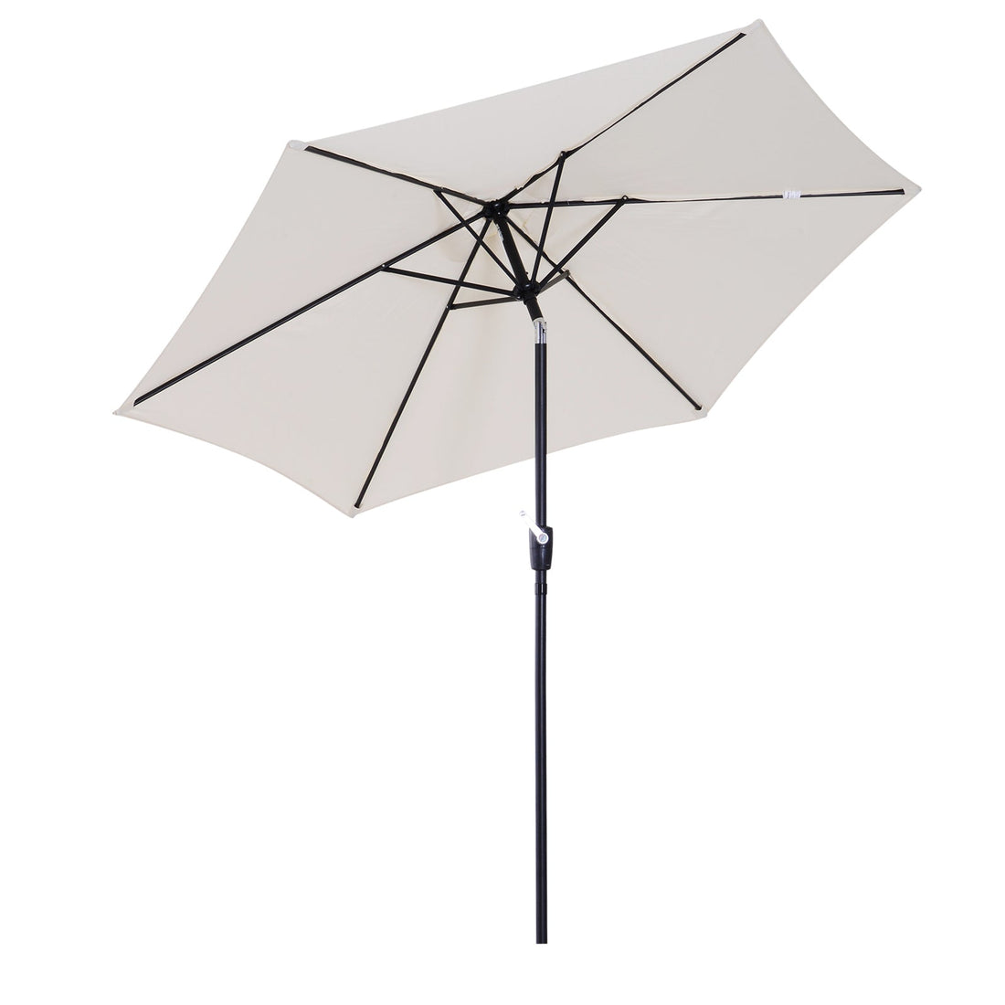 2.6M Garden Parasol Umbrella with Tilt and Crank, Outdoor Sun Parasol Sunshade Shelter with Aluminium Frame, Cream White
