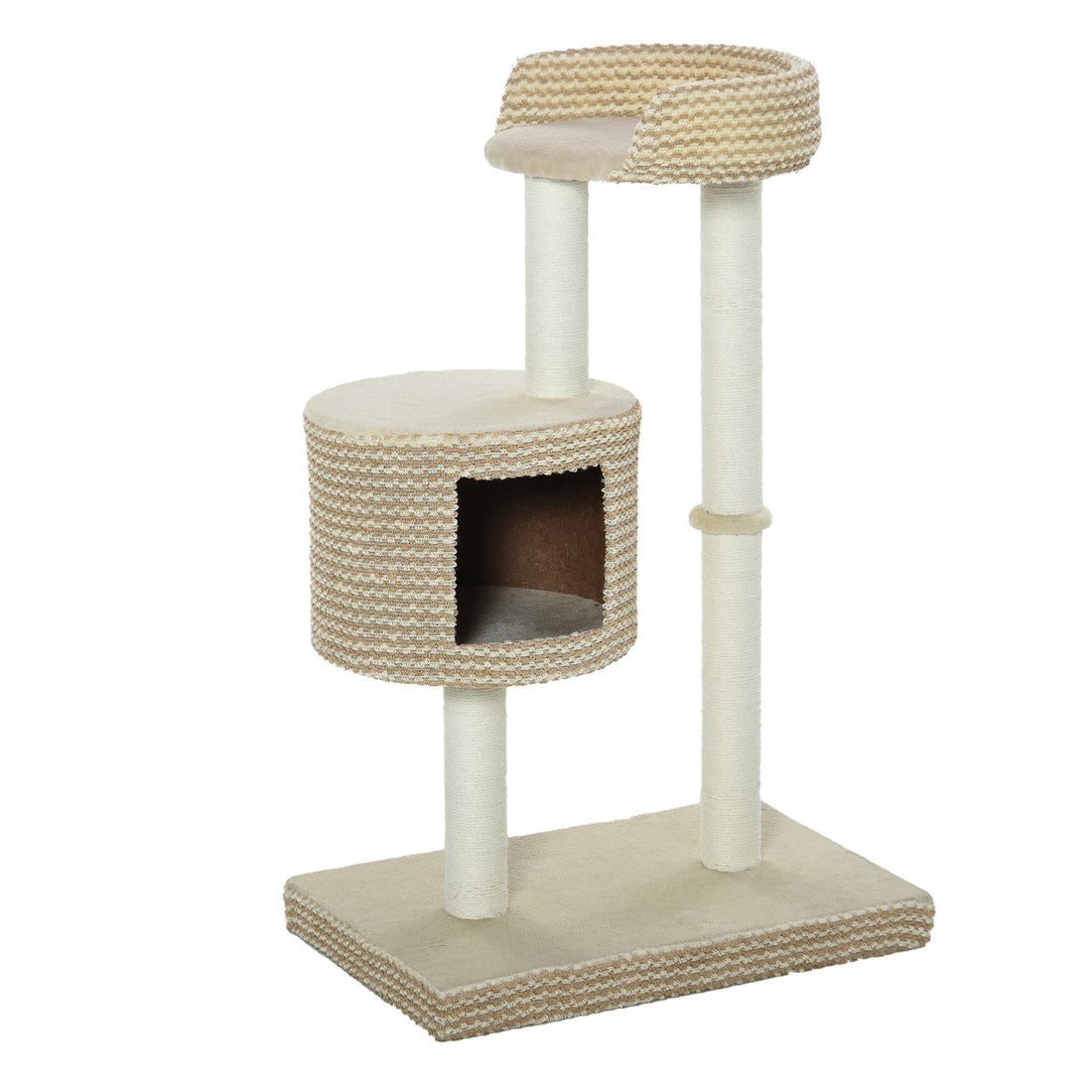 96cm Cat Tree, Cat Condo Tree Tower for Indoor Cats, Cat Activity Centre with Scratching Posts, Plus Perch - Beige