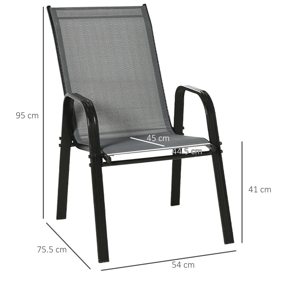 Set of Four Stackable Mesh Seat Chairs - Dark Grey