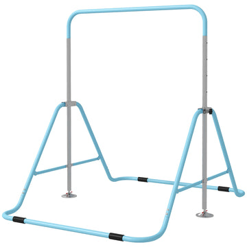 Kids Gymnastic Bar, with Adjustable Height, Foldable Horizontal Bars - Light Blue