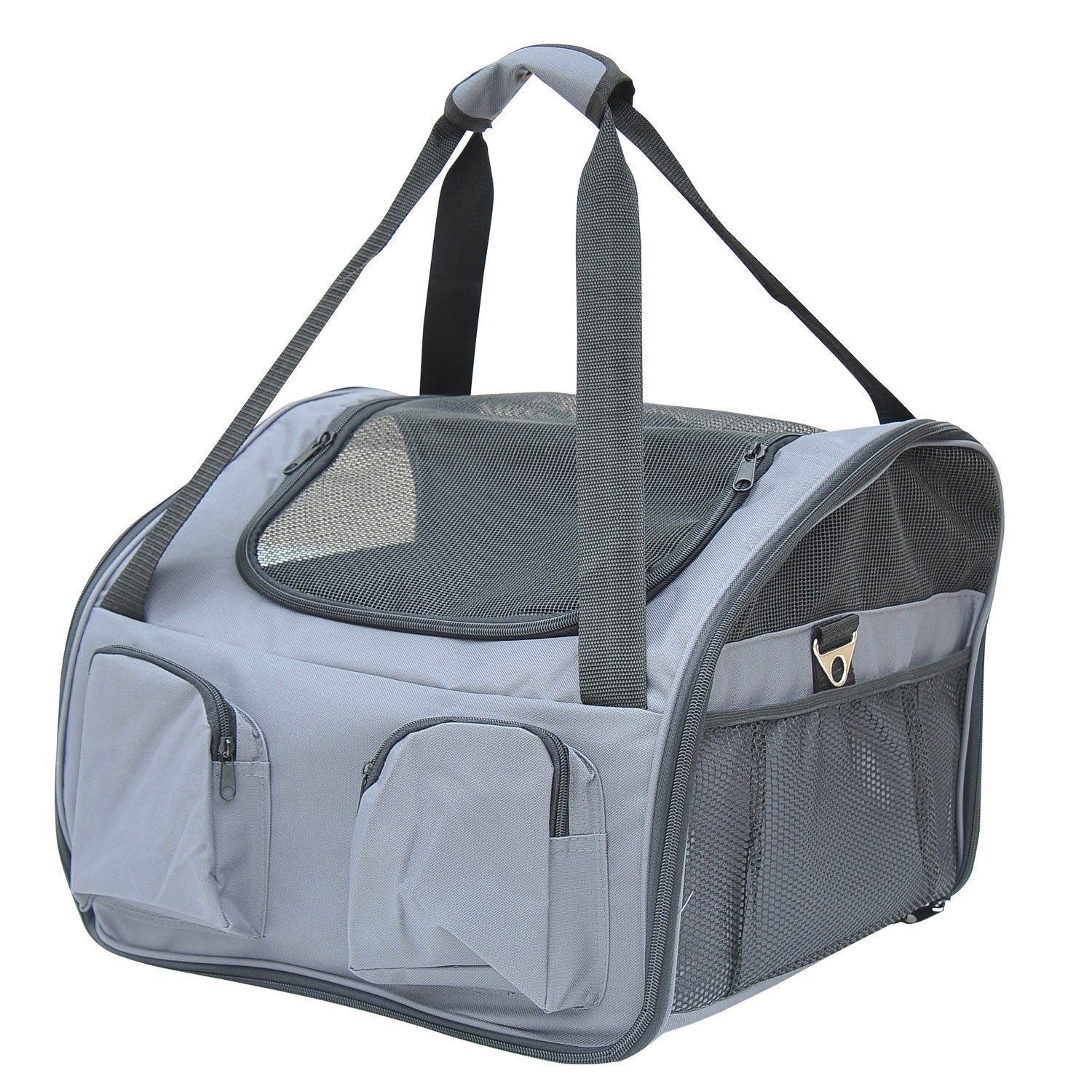 Pet Carrier Folding Bag Car Seat Cat Dog Puppy Kennel Portable Travel Cage Tote Case Mesh Holder House Grey