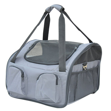 Pet Carrier Folding Bag Car Seat Cat Dog Puppy Kennel Portable Travel Cage Tote Case Mesh Holder House Grey