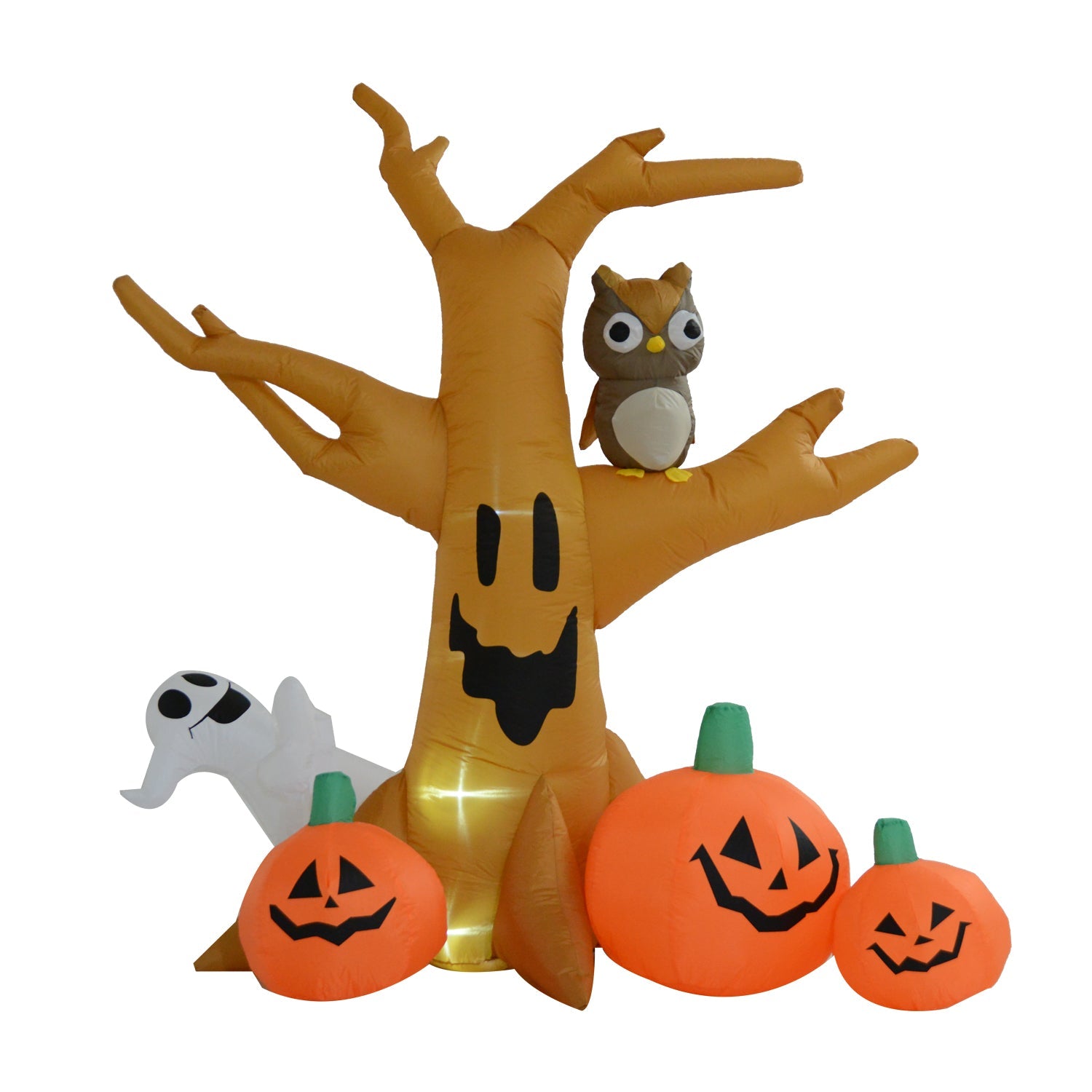 240cm Large Halloween Scary Lighting Inflatable Tree Ghost 3 Pumpkins Owl 4 LED Indoor Outdoor Holiday Decoration