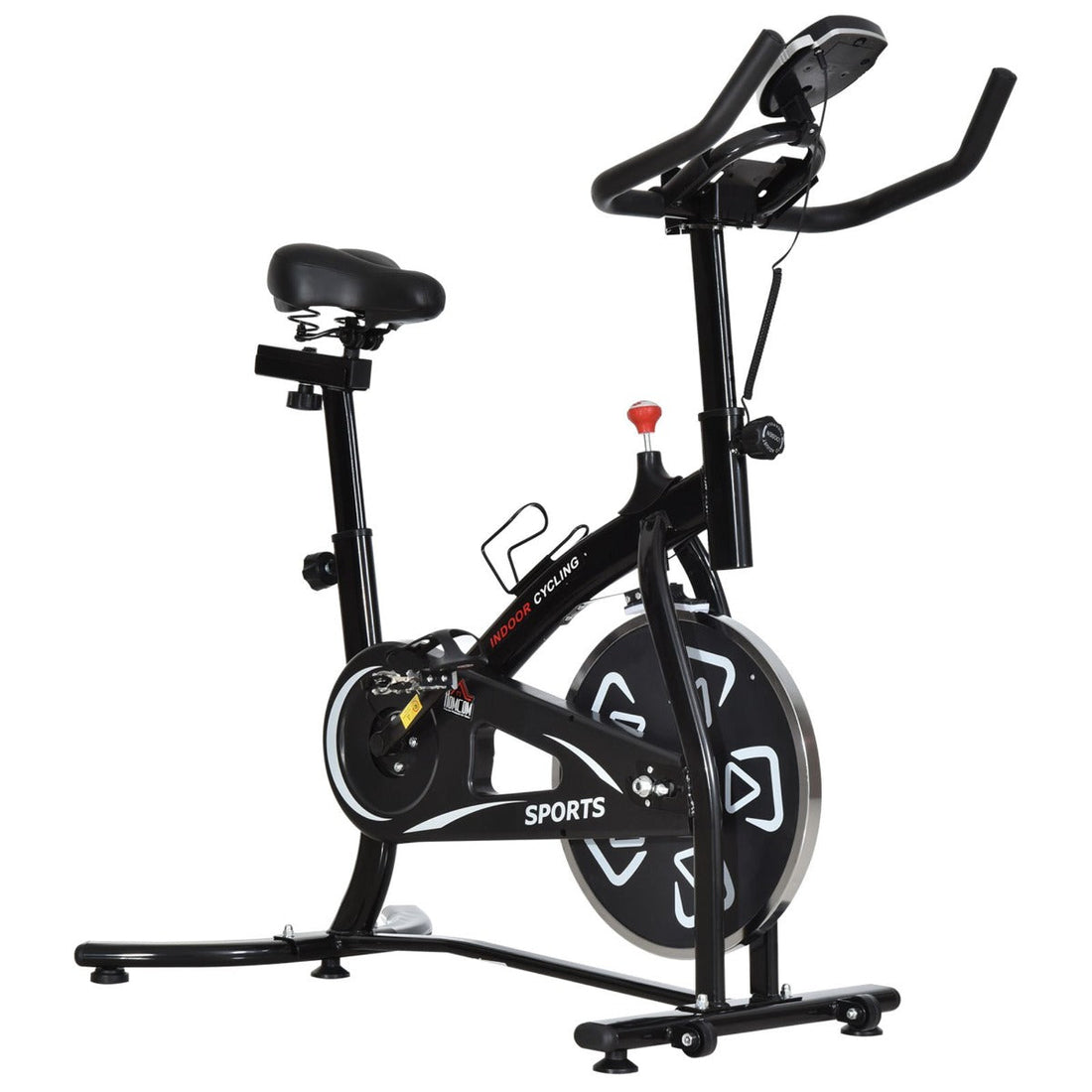Indoor Stationary Exercise Bike 6kg Flywheel Fitness Cardio Workout Bke Trainer for Home Gym w/ Adjustable Resistance LCD Monitor Pad and Bottle Holder Black