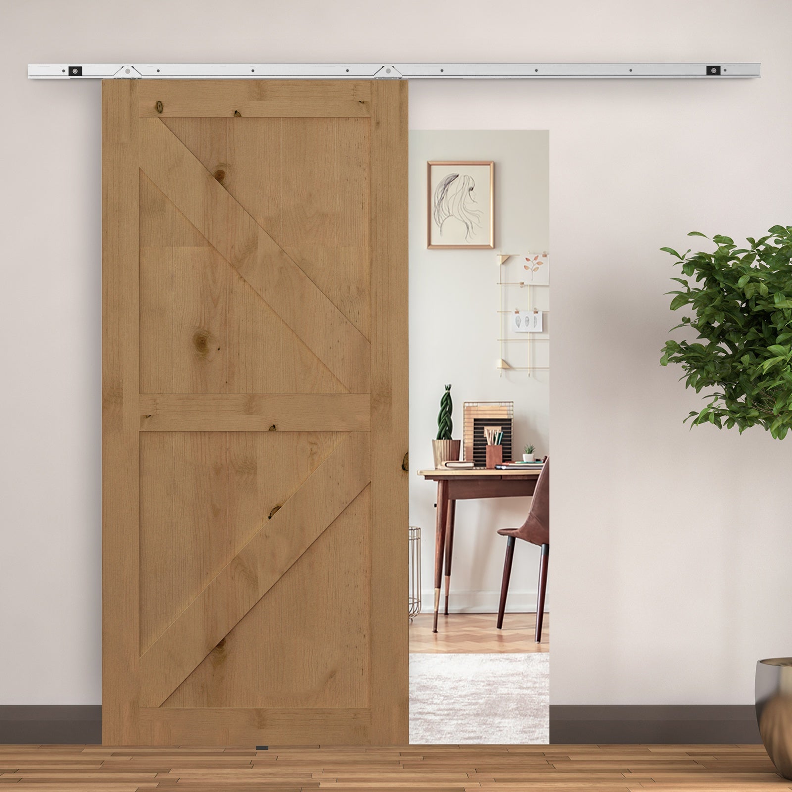 6FT Modern Sliding Barn Door Closet Hardware Track Kit Track System Unit for Single Wooden Door