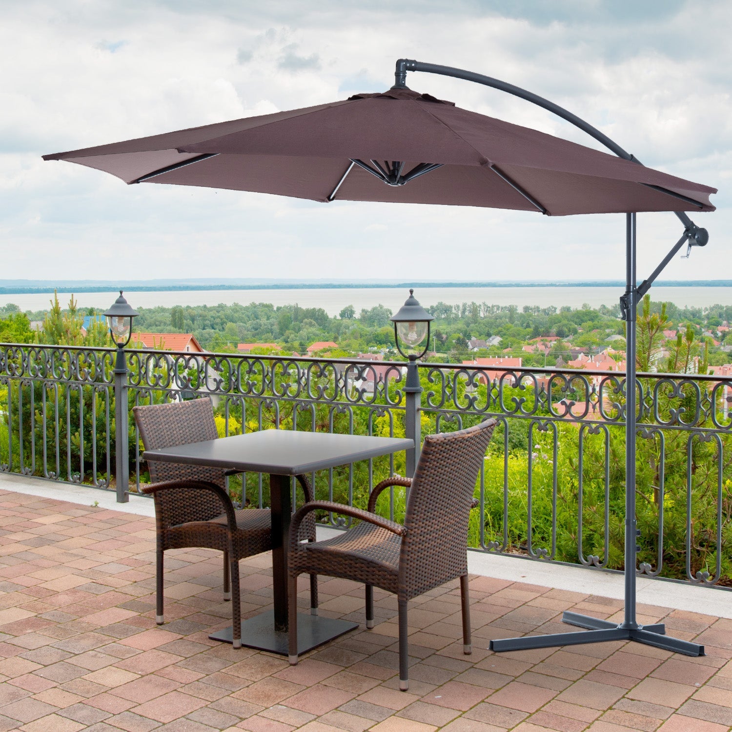 Φ3m Hanging Umbrella Parasol-Coffee