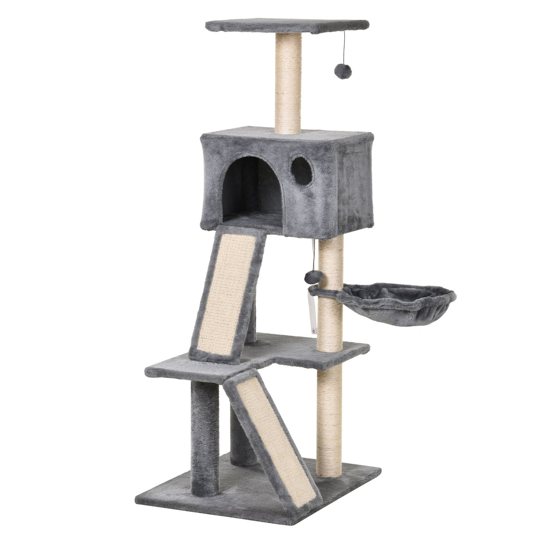 130cm Cat Tree for Indoor Cats Activity Center with Condo Scratching Post Ladders Kitty Climbing Tower Relaxing Playing