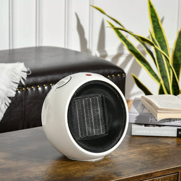Small Table Top Space Heater, Ceramic Electric Heater with 2 Heat and Fan, Adjustable Temperature, Tip-Over & Overheating Protection, 900W/1500W