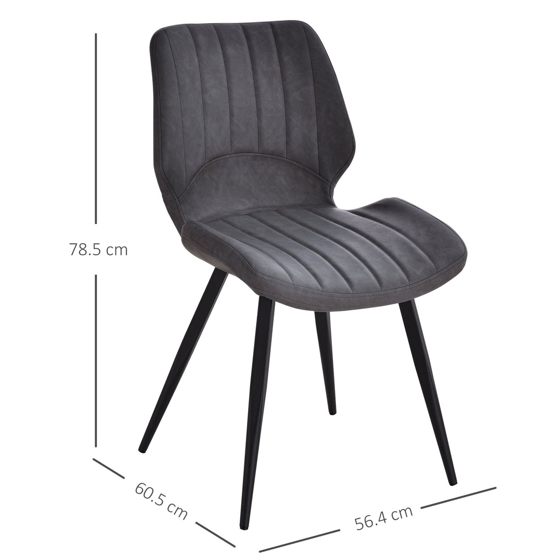 Dining Chairs Set of 2, PU Leather Upholstered Kitchen Chairs with Backs, Moulded Padded Seats and Steel Frame for Dining Room, Grey