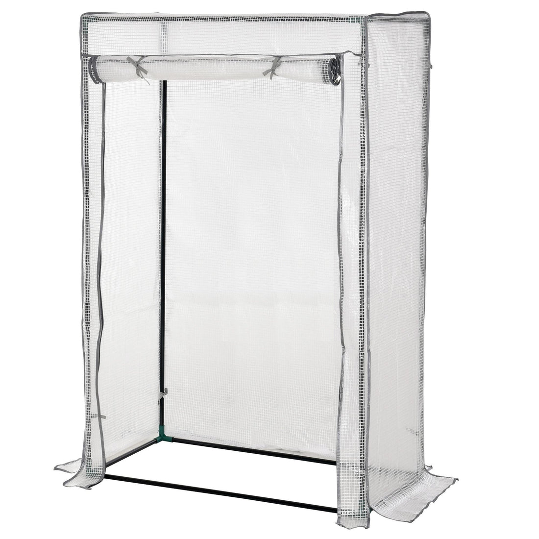 100 x 50 x 150cm Tomato Greenhouse with Roll-up Door, Mini Greenhouse with PE Cover, Outdoor Grow House Small Green House for Yard, Balcony, Garden, White