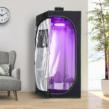 Grow Tent Reflective Mylar Hydroponic with Adjustable Vents and Floor Tray for Indoor Plant Growing, 60 x 60 x 140 cm (24.5" x 24.5" x 55")