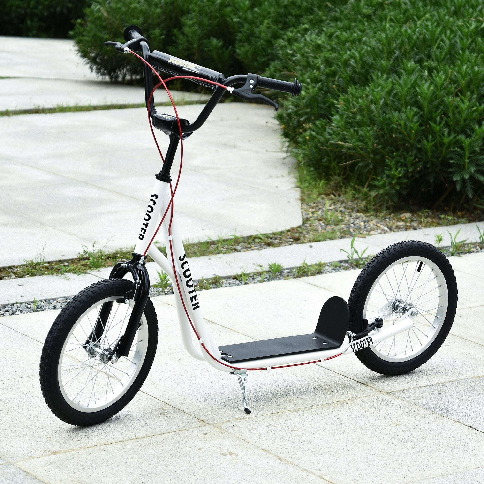 Kick Scooters for Kids with Adjustable Height, Anti-Slip Deck, Dual Brakes, Rubber Tyres, for Boys and Girls Aged 5+ Years Old - White