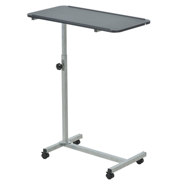 Height Adjustable Over Bed Table with Wheels, C Shaped Laptop Desk, Portable Hospital Bed Table for Living Room, Bedroom, Black