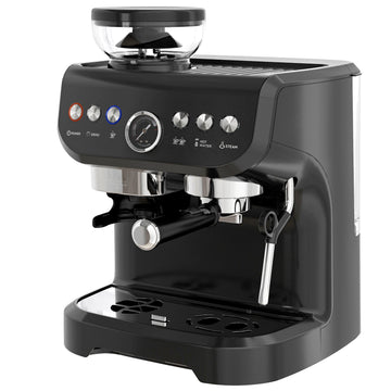 15 Bar Coffee Machine, with Adjustable Grind, Steamer and Accessories