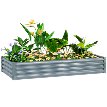 180 x 90cm Galvanised Steel Open Planter - Silver