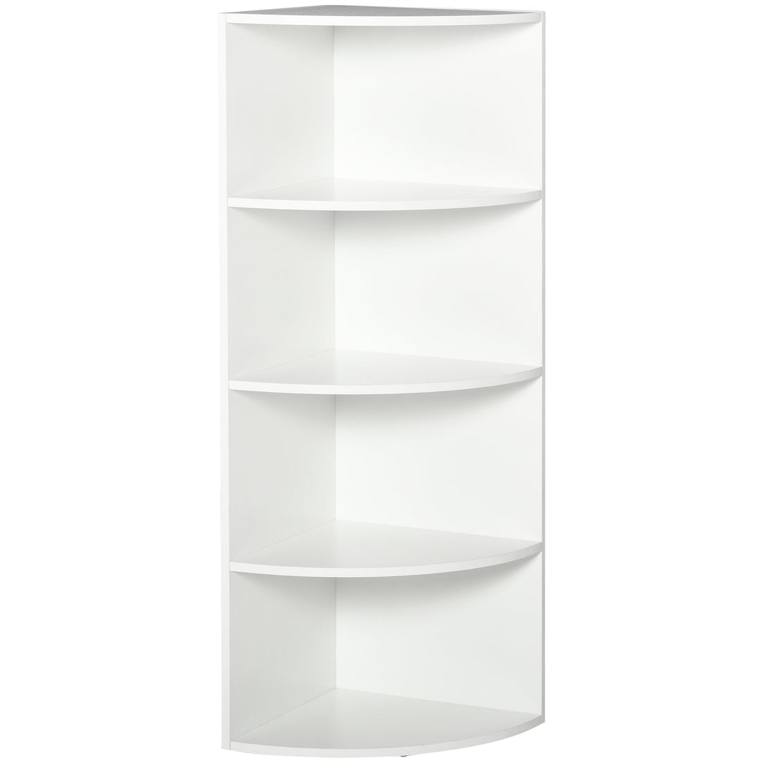 4-Tier Corner Open Shelf Bookcase Fan Bookshelf Plants Stand Wood Freestanding Unit, 40x40x120cm, White