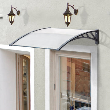 Door Canopy Awning Outdoor Window Rain Shelter Cover for Front/Back Door Porch Clear 100 x 75cm