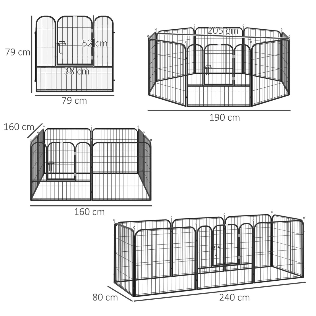 8 Panels Heavy Duty Puppy Playpen, for Small and Medium Dogs, Indoor and Outdoor Use - Black
