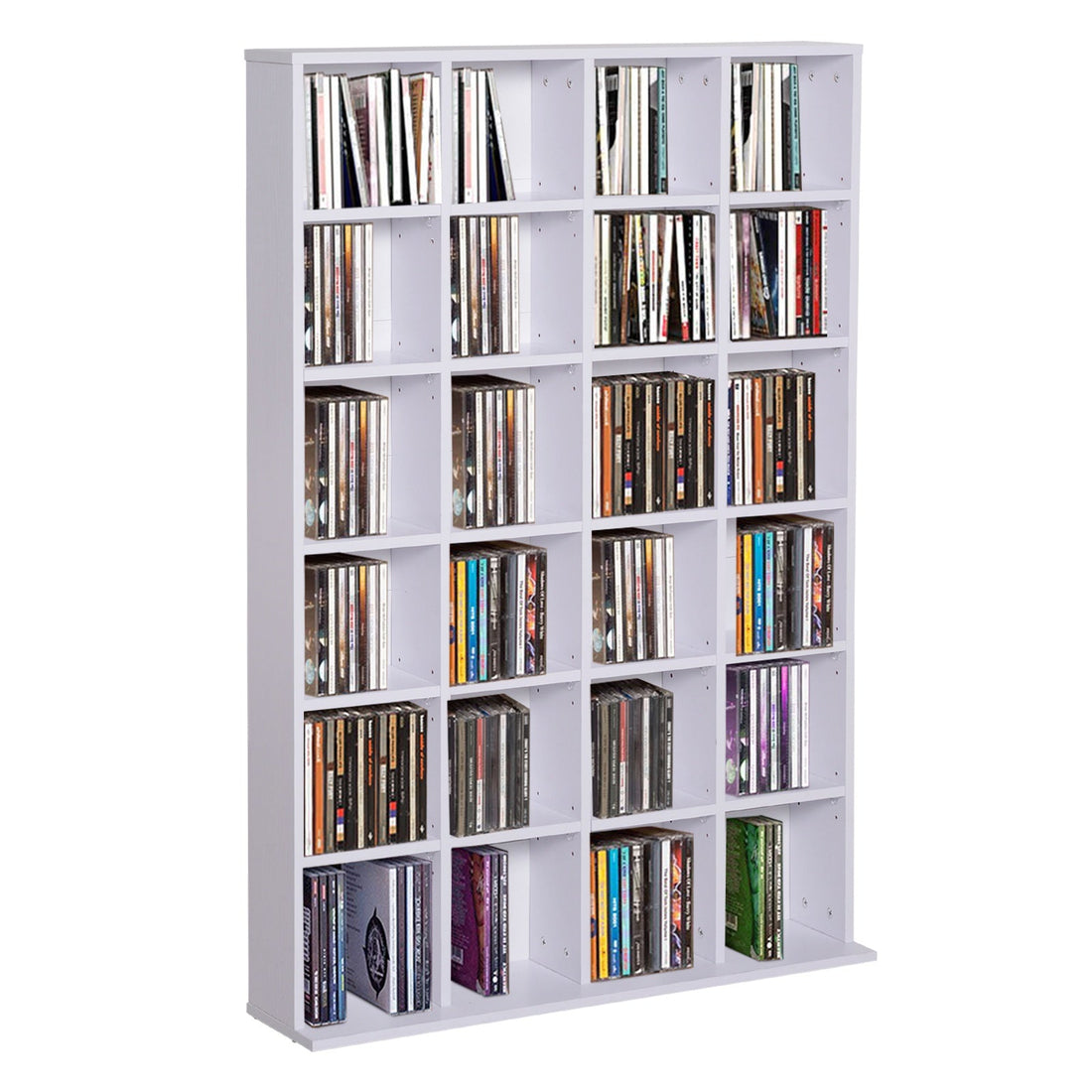 CD Storage Unit with Adjustable Shelves, 89 x 130.5 cm, White