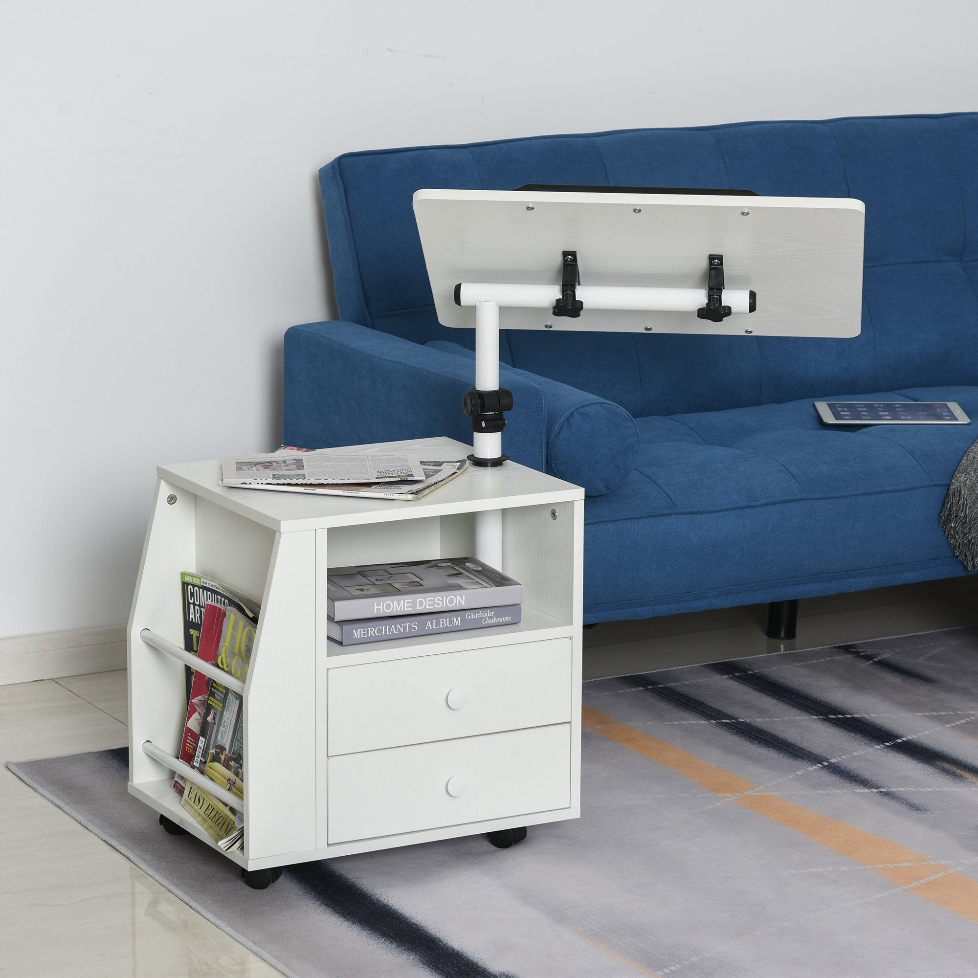 Functional Swivel Bedside Table End Table Side Table for Living Room Nightstand for Bedroom