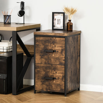 2-Drawer file Cabinet, Industrial filing cabinets for Home, Hanging File Folders, Vertical Home Office Organizer for A4 Size, Rustic Brown