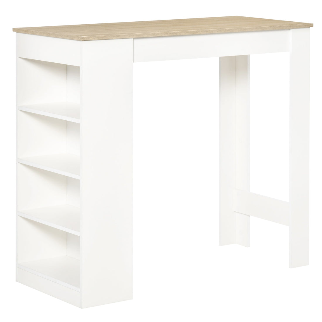 Bar Table, Dining Table with 4-Tier Storage Shelf for Breakfast Bar, Kitchen, Dining Room, Living Room, Natural